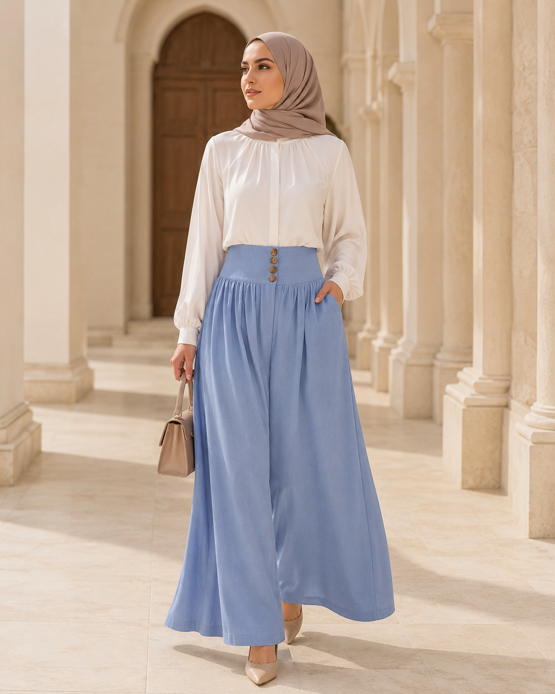 Relaxed Dusty Blue Palazzo