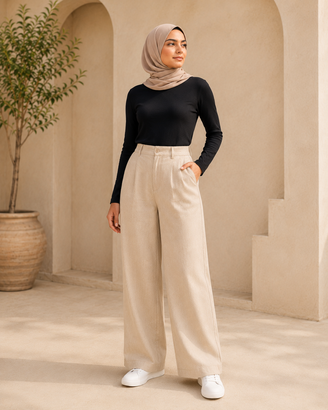بنطلون كلاسيك واسع أسود